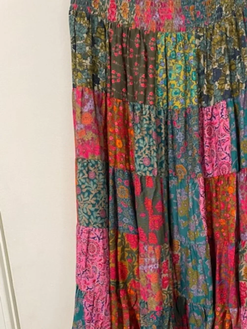 Natural Life Opal Patchwork Midi Skirt - Bright Patchwork Zinnias NEW Large - Picture 3 of 5